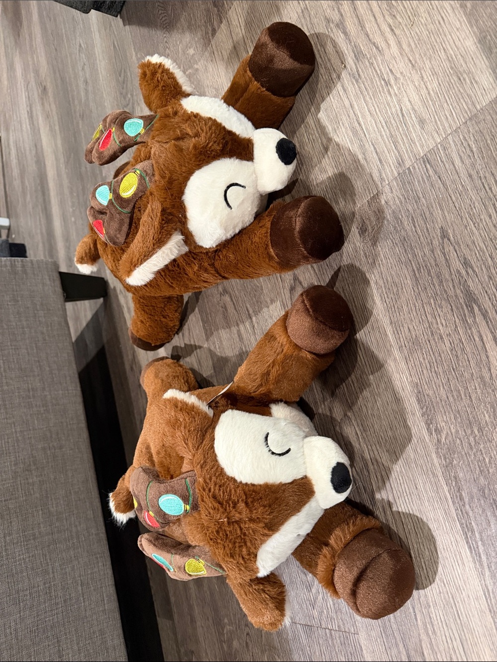 Holiday Reindeer Plush Squeaky Dog Toy - set
